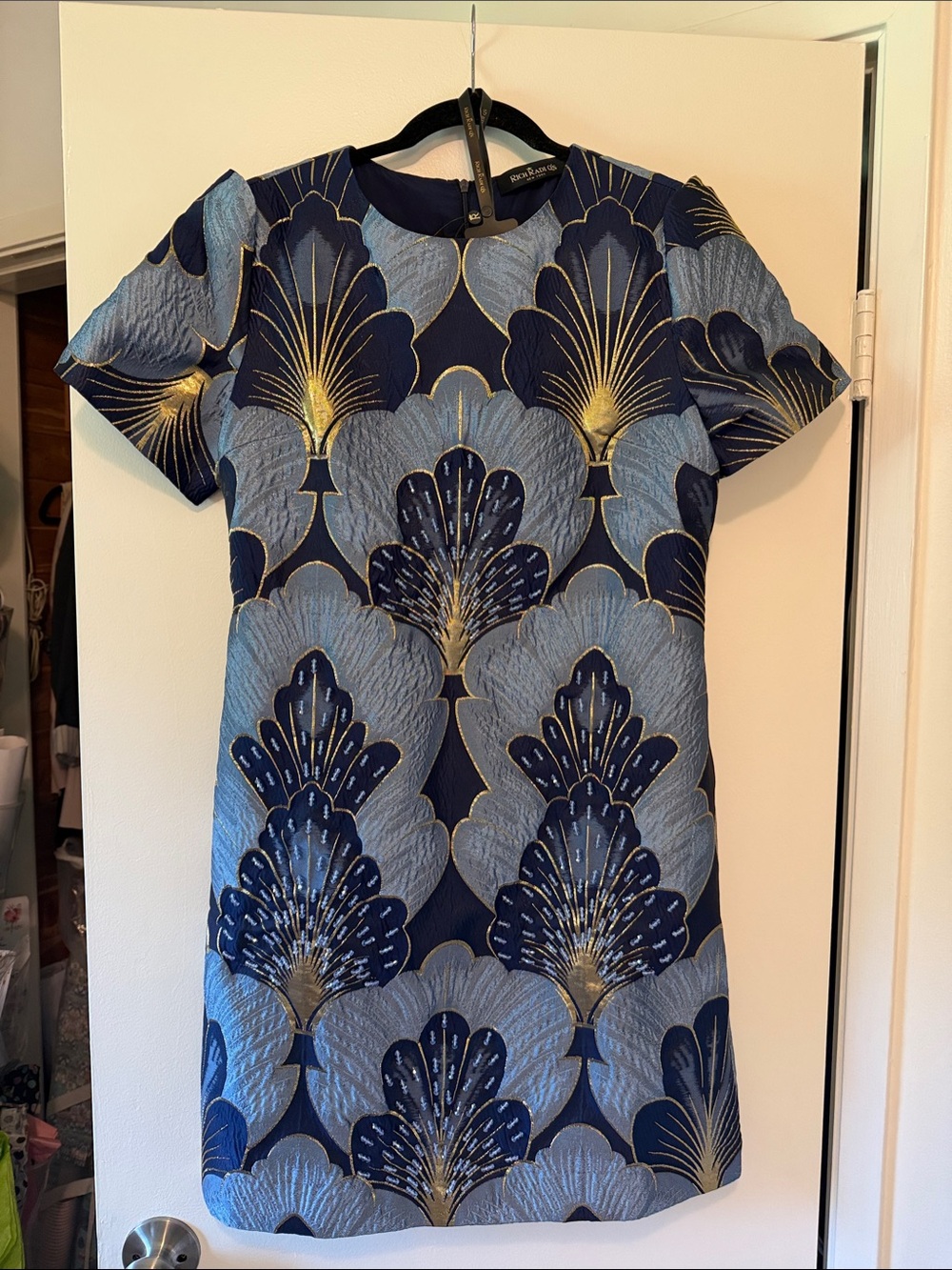 Rich Radi Qs New York- Jacquard Metallic Thread Beaded Dress